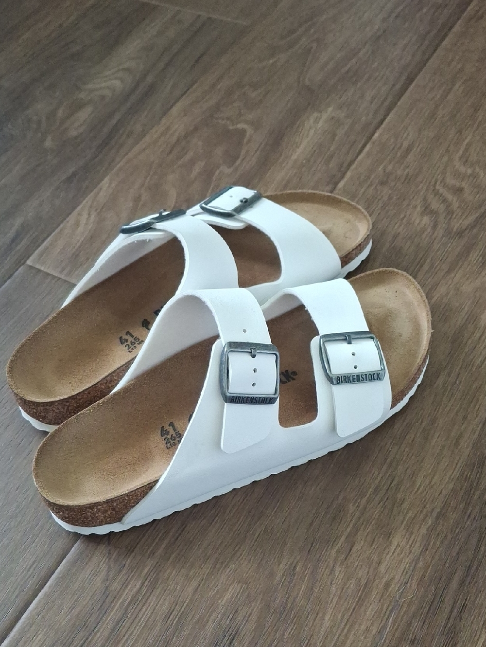 Birkenstock White Arizona Two-Strap Slide Sandals